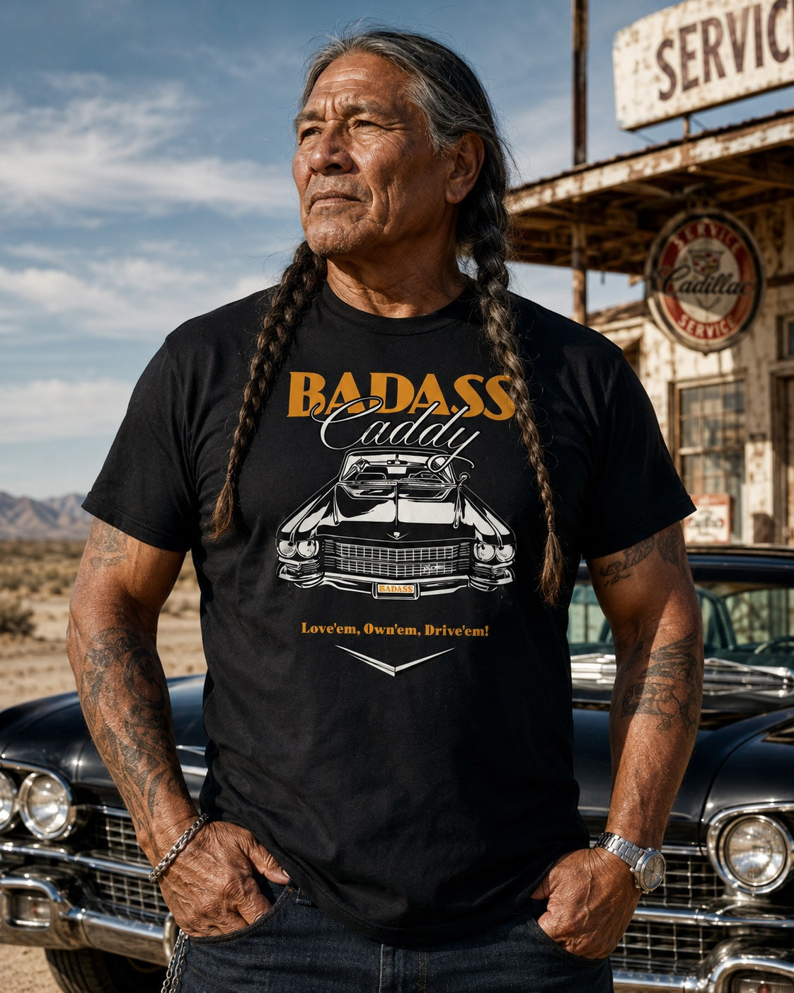 Badass Caddy ’63 Coupe Cruiser Men’s Tee – Black