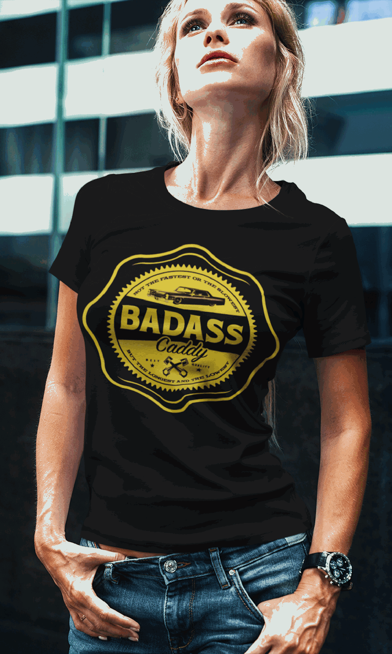 Badass Cadillac 1966 Coupe Women’s T-Shirt – Vintage Cadillac Graphic Tee