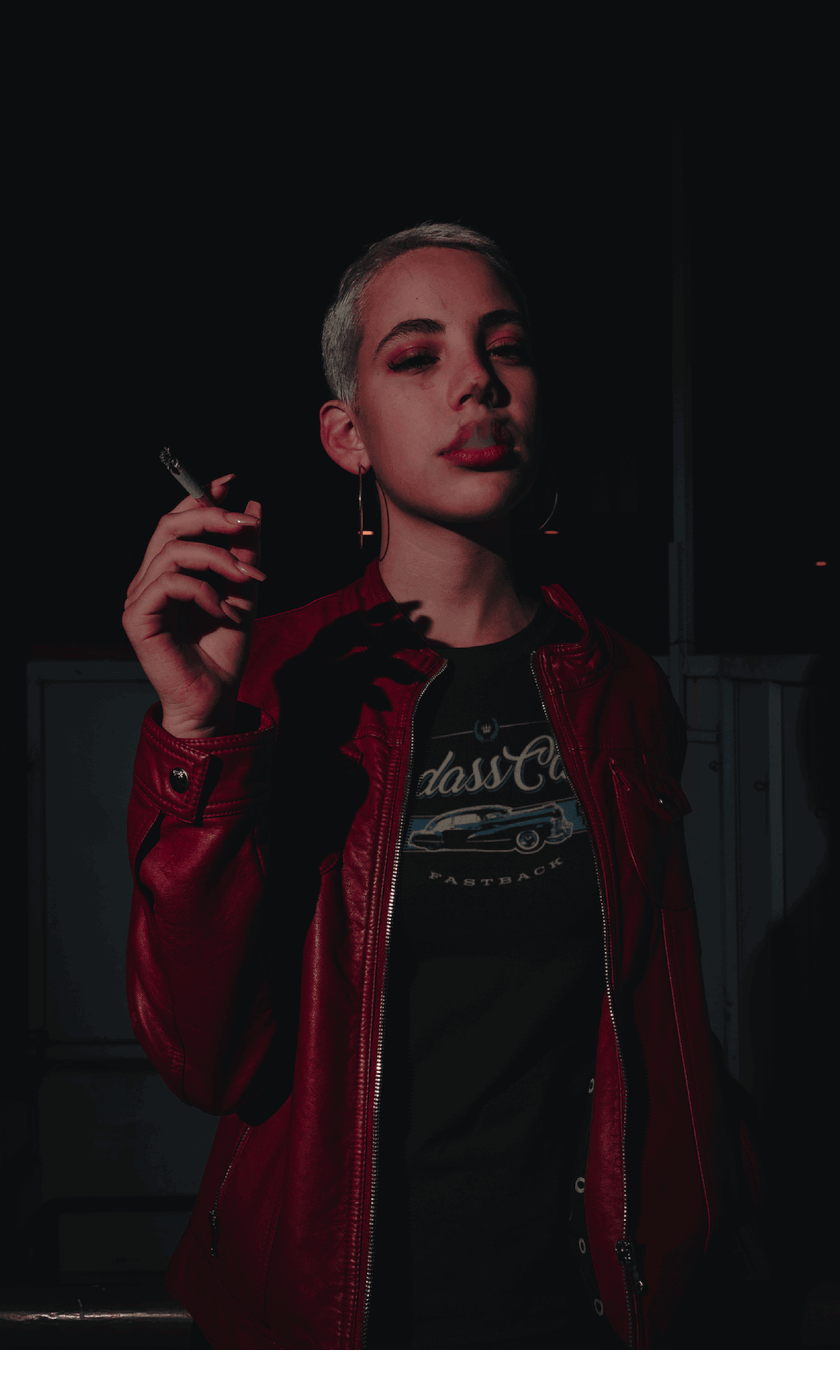 woman smoking wearing graphic cadillac tee for women classic car shirt