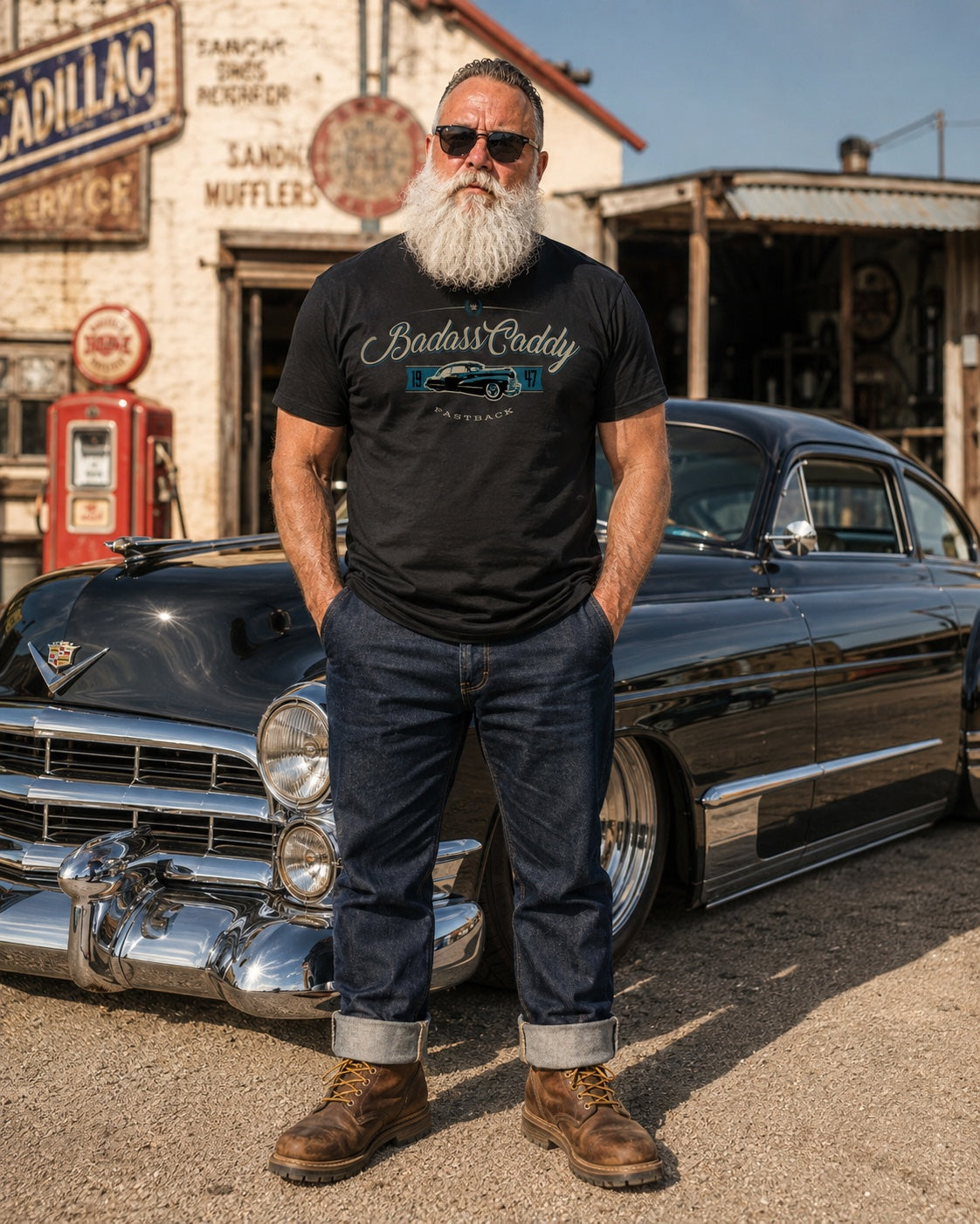 Badass Caddy ’47 Fastback Men’s Tee – Black