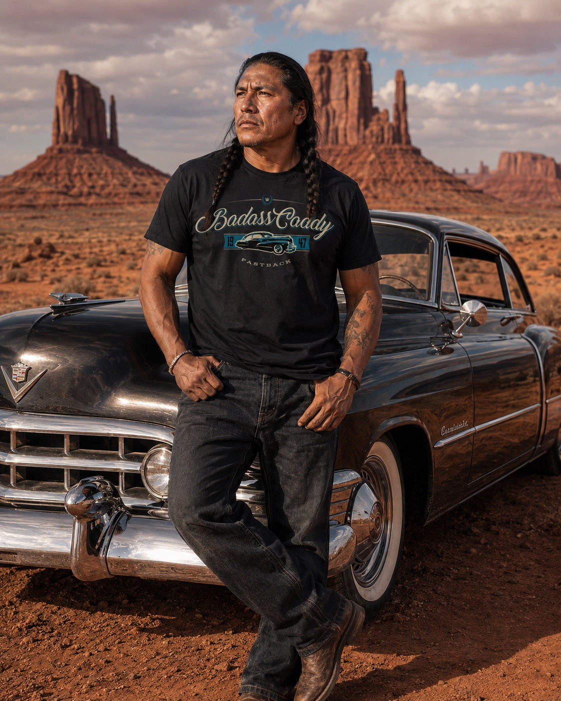 Badass Caddy ’47 Fastback Men’s Tee – Black