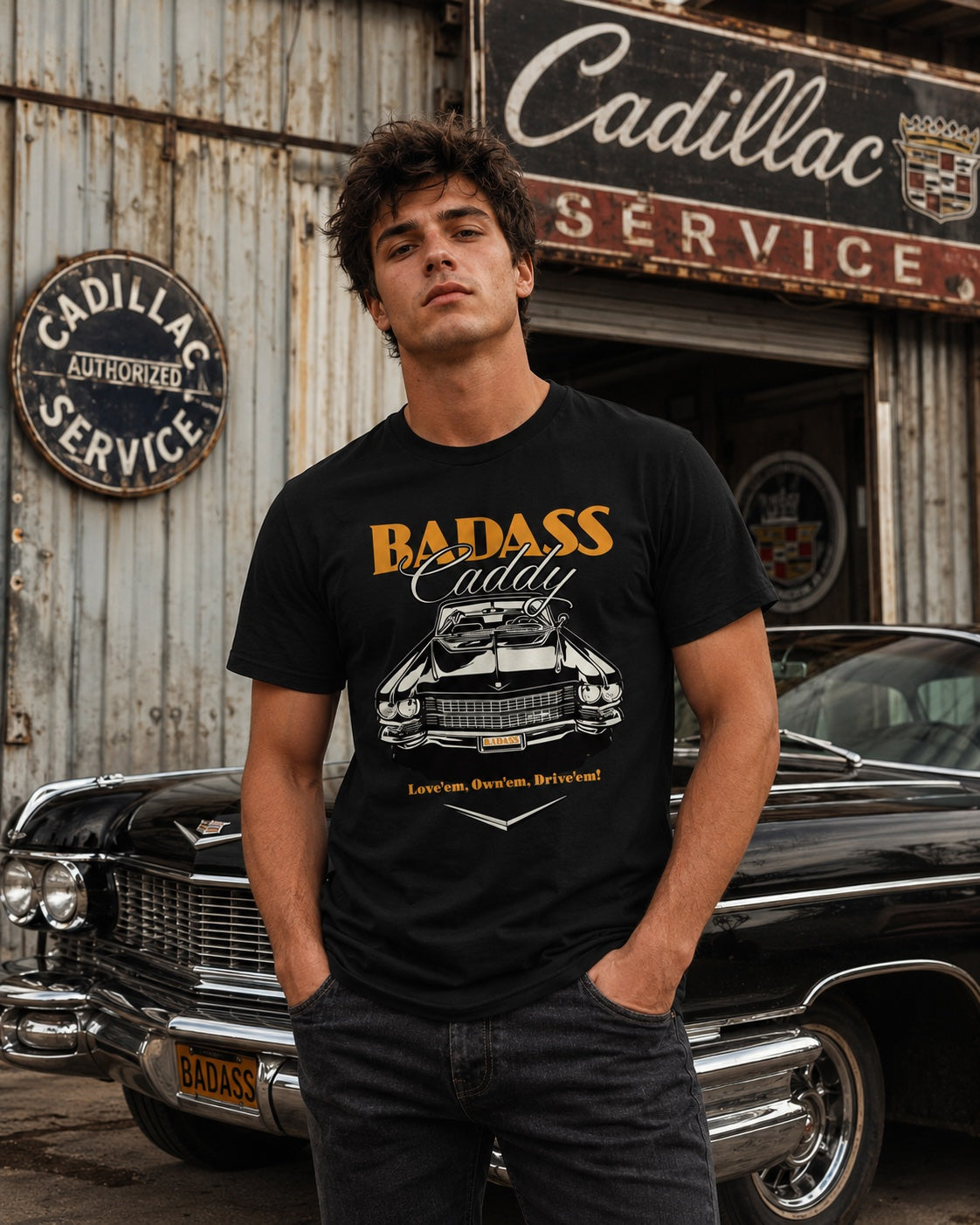 Badass Caddy ’63 Coupe Cruiser Men’s Tee – Black