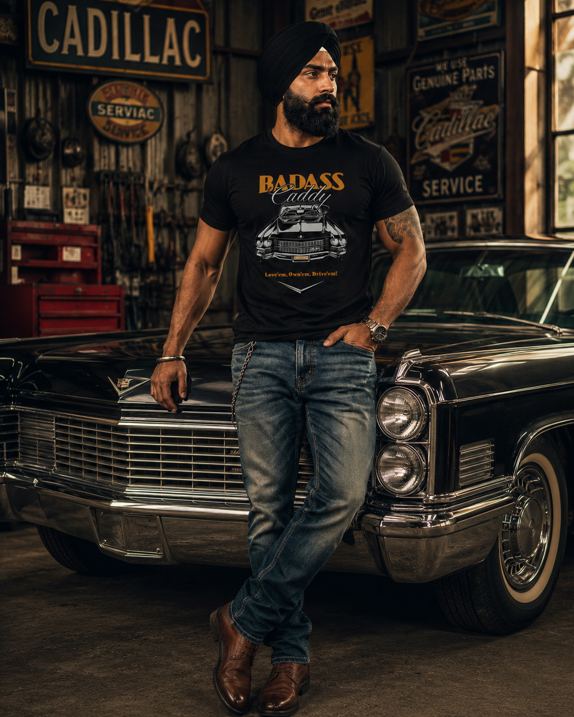 Badass Caddy ’63 Coupe Cruiser Men’s Tee – Black