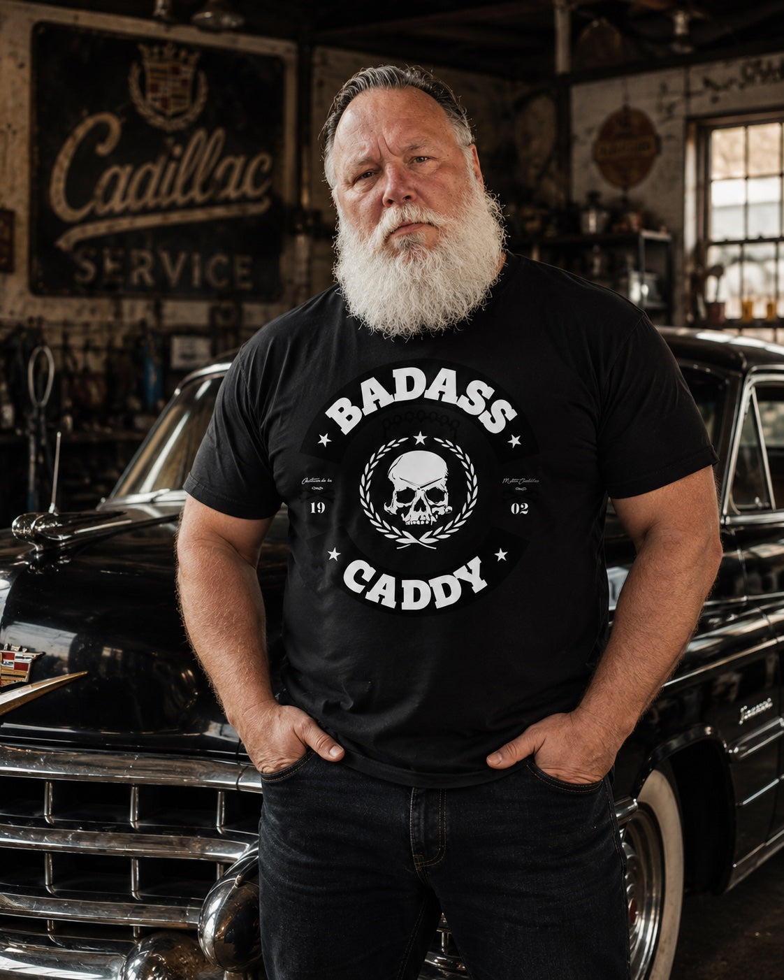 Badass Caddy Outlaw Skull Men’s T-Shirt - Black